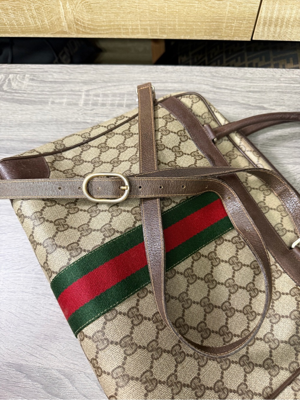 Gucci Vintage Sherry Line Business Tote with Strap - Picture 4 of 15